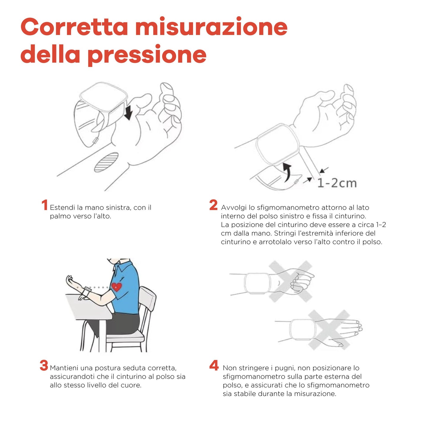 Misuratore di Pressione da Polso con Schermo LED e Voce